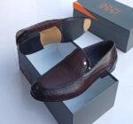 Mens Black Leather Slip On Loafers