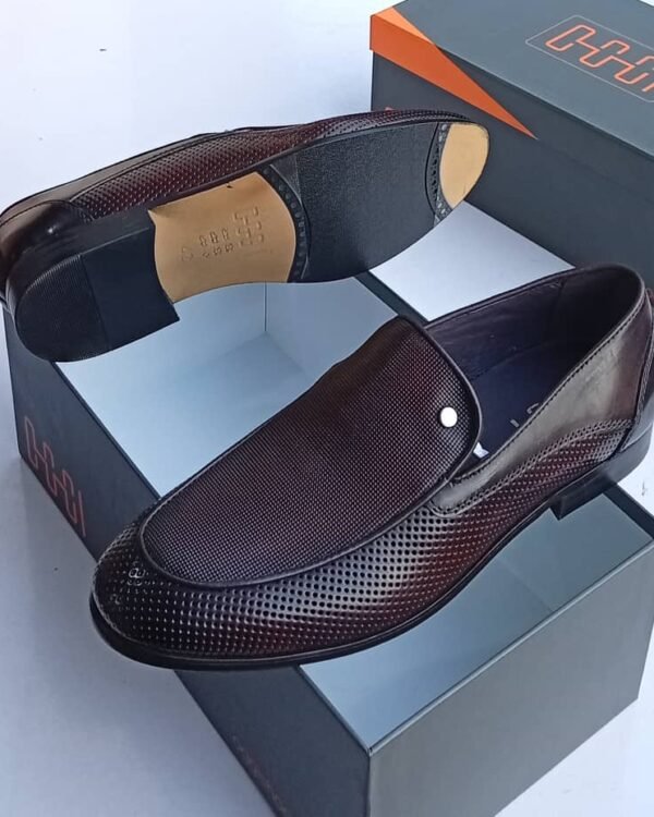 Mens Black Leather Slip On Loafers