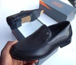Mens Black Leather Slip On Loafers