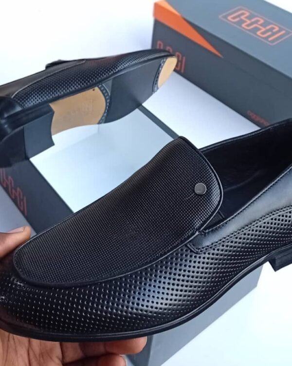 Mens Black Leather Slip On Loafers