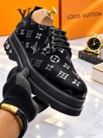 Mens Black Louis Vuitton Monogram Lace Up Platform Shoes