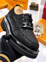 Mens Black Numeric Pattern Lace Up Chunky Platform Shoes