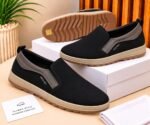 Mens Black Slip On Sneaker Loafers