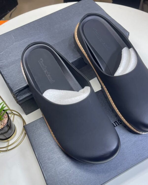 Mens Black Timberland Leather Mule Slip On Shoes