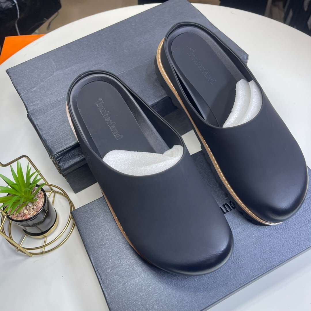 Mens Black Timberland Leather Mule Slip On Shoes Mens Black Timberland Leather Mule Slip On Shoes