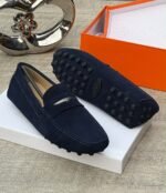 Mens Blue Suede Driving Loafers