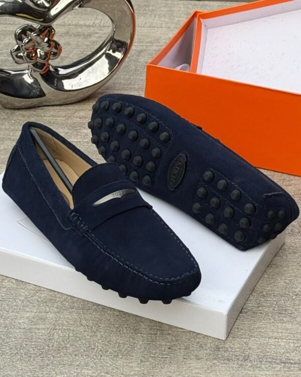 Mens Blue Suede Driving Loafers