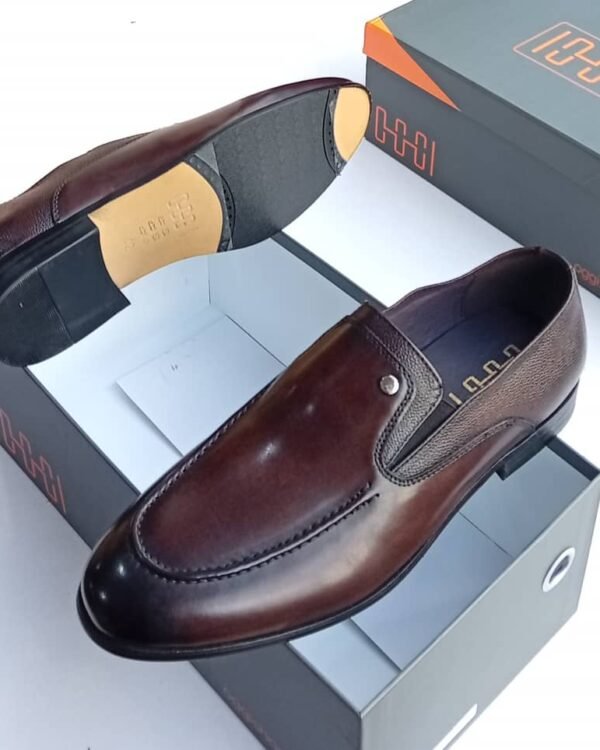 Mens Brown Corporate Leather Slip On Shoes