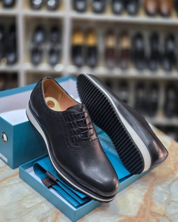 Mens Brown Leather Oxford Lace Up Shoes