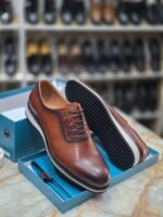 Mens Brown Leather Oxford Lace Up Shoes