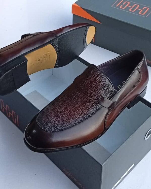 Mens Brown Leather Slip On Loafers