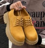 Mens Brown Suede British Style Casual Lace Up Shoes