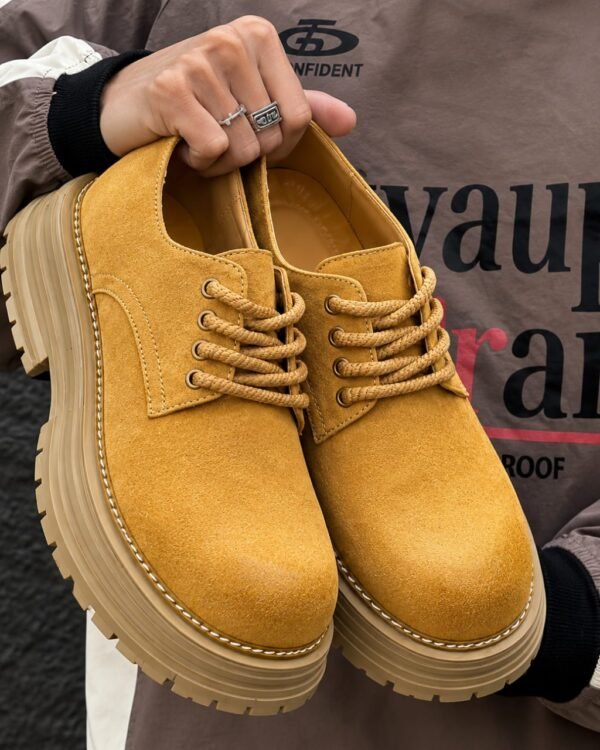 Mens Brown Suede British Style Casual Lace Up Shoes