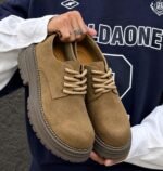 Mens Brown Suede British Style Casual Lace Up Shoes