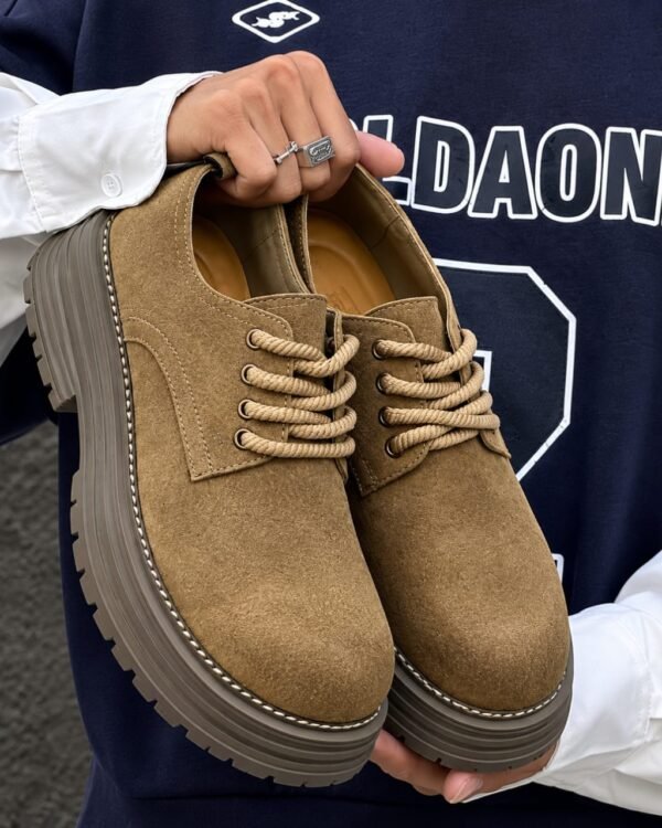 Mens Brown Suede British Style Casual Lace Up Shoes