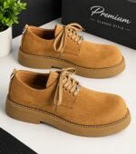 Mens Brown Suede Chunky Derby Shoes