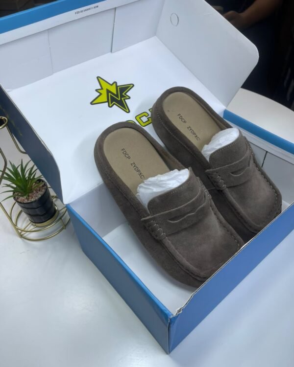 Mens Brown Suede FDCP Mule Loafers