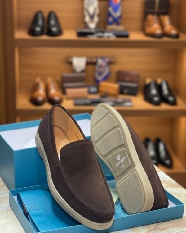 Mens Brown Suede Slip On Casual Loafers