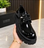 Mens Burgundy Gradient Platform Derby Shoes - Image 2