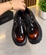 Mens Burgundy Gradient Platform Derby Shoes