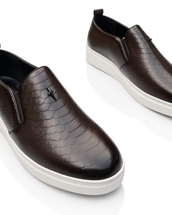 Mens Coffee Brown Cesare Paciotti Style Slip On Sneakers