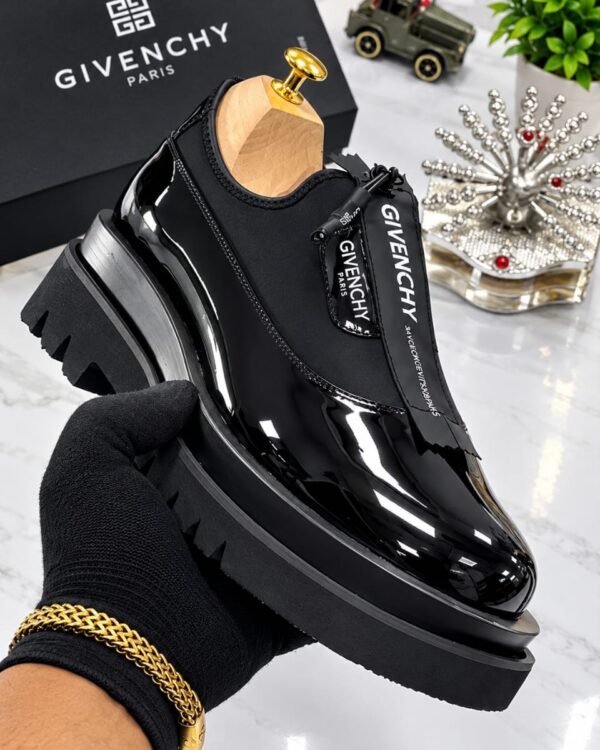 Mens Givenchy Black Neoprene Combat Derby Shoes