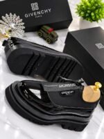 Mens Givenchy Black Neoprene Combat Derby Shoes