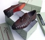 Mens Green Leather Dress Shoes - Image 3