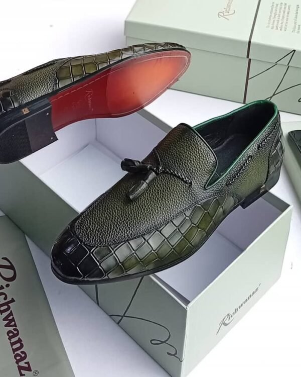 Mens Green Leather Dress Shoes