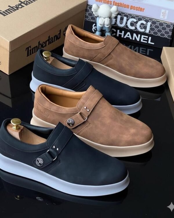 Mens Timberland Style Leather Slip On Loafers