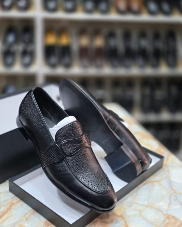 Moreschi Mens Black Leather Slip On Loafers