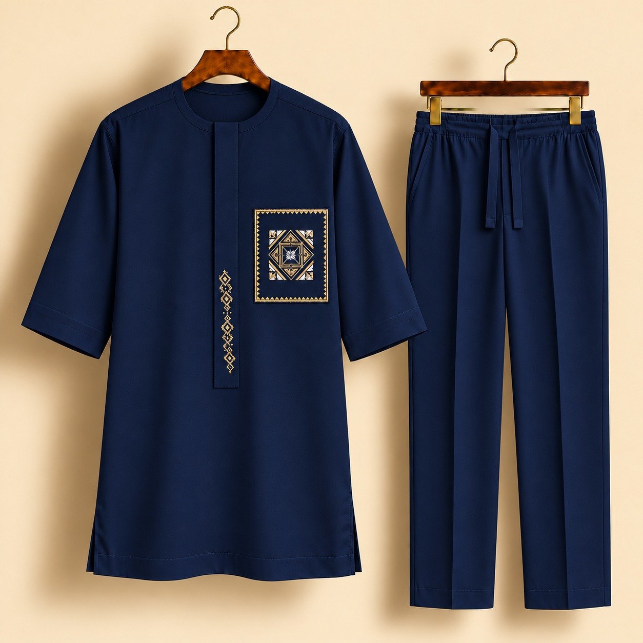 Navy Blue Geometric Embroidered Senator Suit 1 Navy Blue Geometric Embroidered Senator Suit