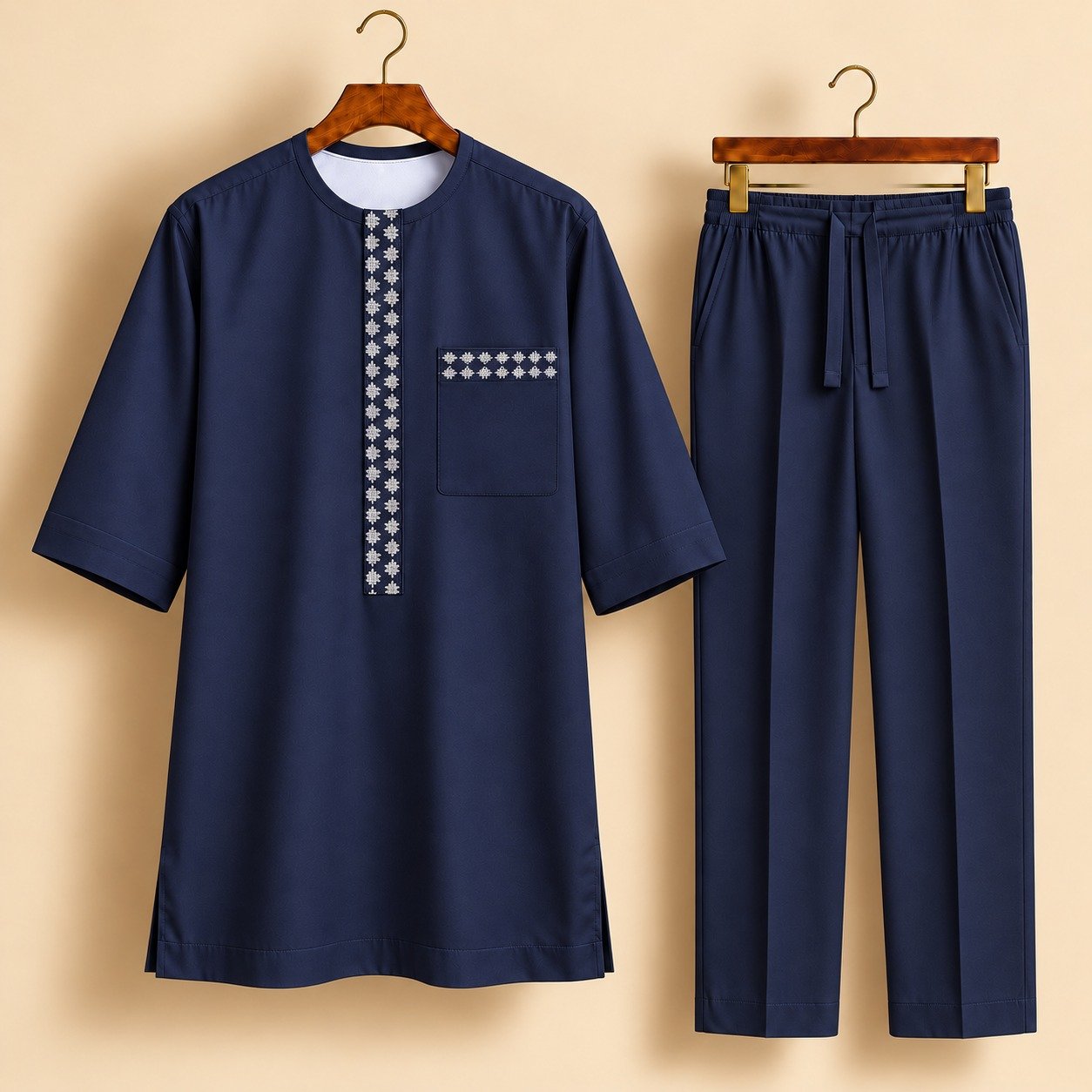 Navy Blue Patterned Embroidered Senator Suit Navy Blue Patterned Embroidered Senator Suit