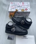 Portofino Black Calfskin Low Top Sneakers