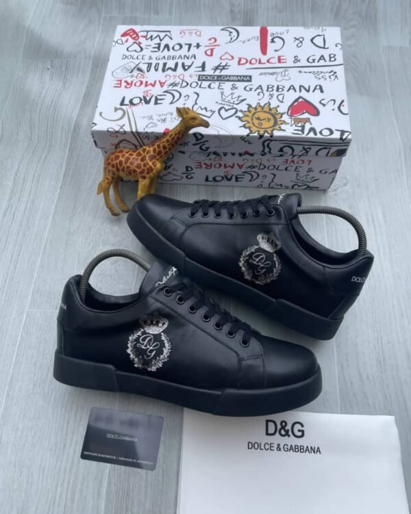 Portofino Black Calfskin Low Top Sneakers