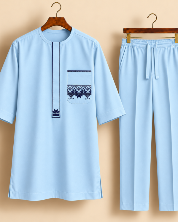 Powder Blue Embroidered Senator Suit