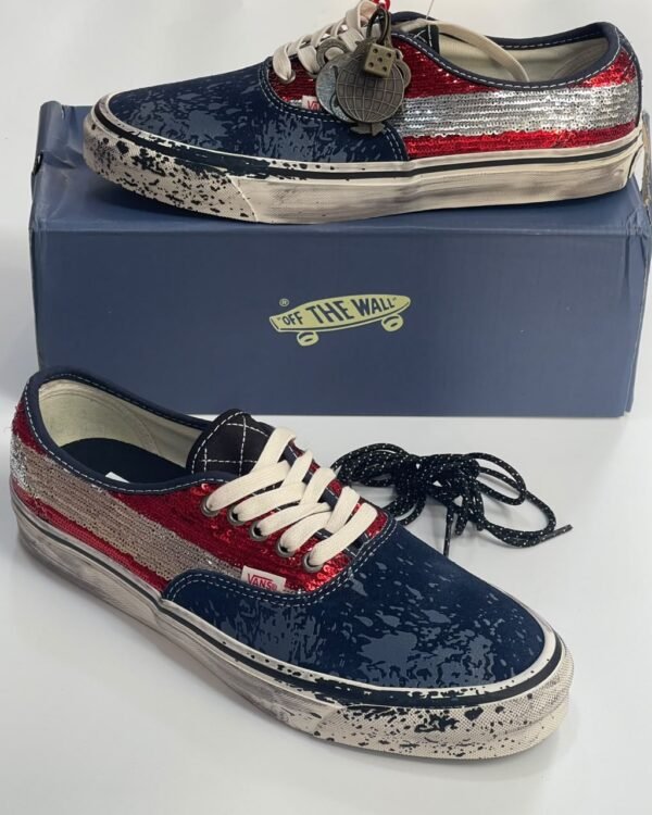 Vans Premium Authentic La Habana Red Navy Sequin Sneakers